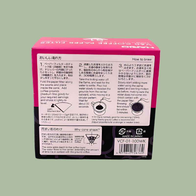 Hario V60 Paper 2 Cup Coffee Filter Rearview