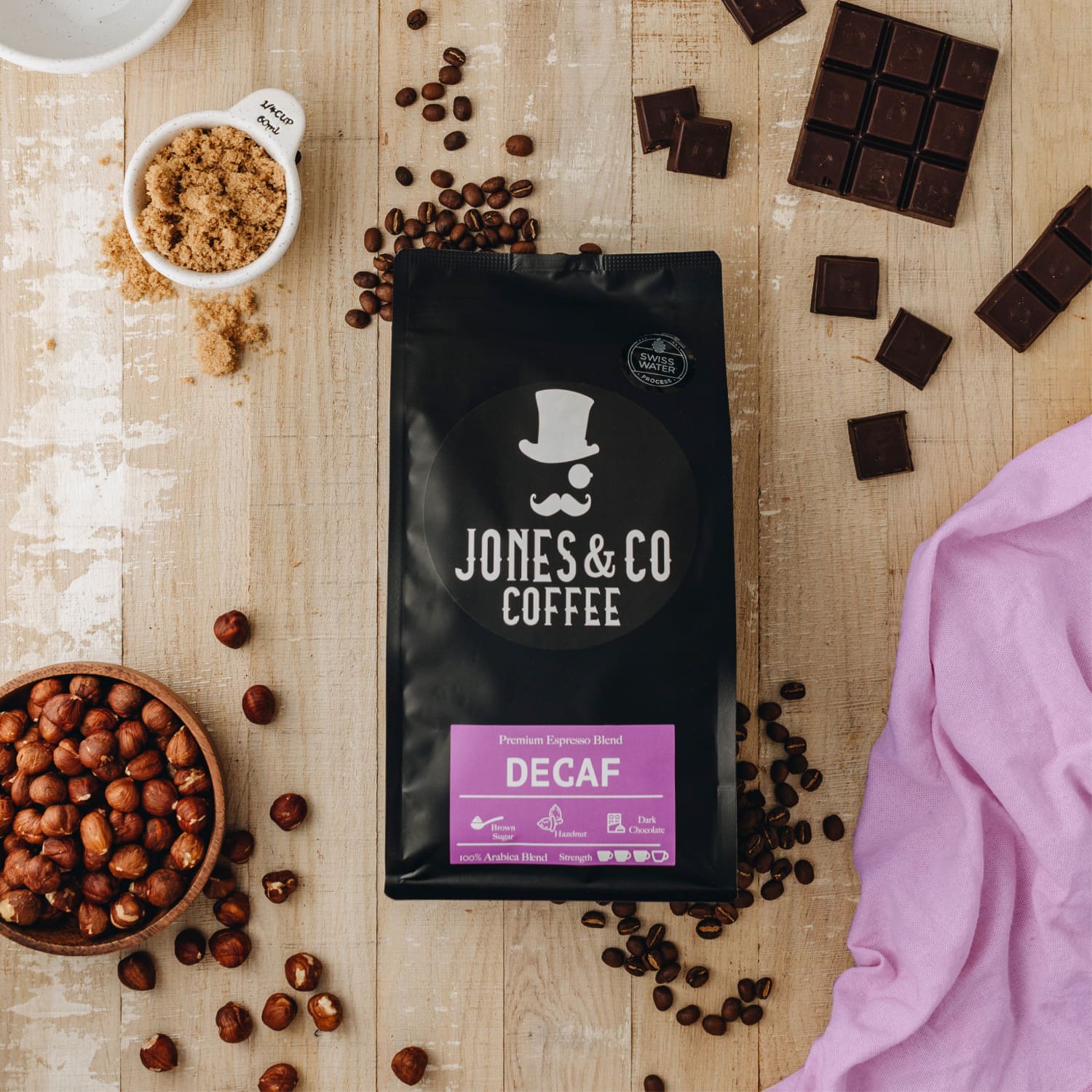 Jones & Co Coffee Swiss Water Process Decaf Blend Fresh Roasted Coffee